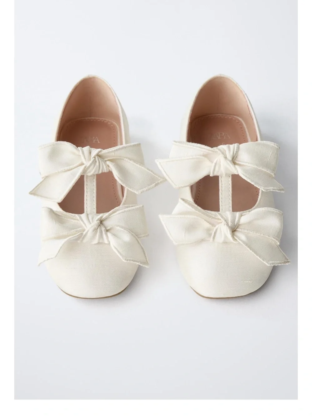 Zara Girls Cream white Bow Mary Jane Flats size 24